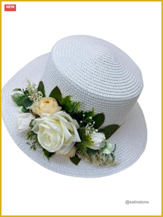 Wide Brim Sun Hat Straw Hand Woven UPF 50+ UV Protection Packable Beach Hat main image 6